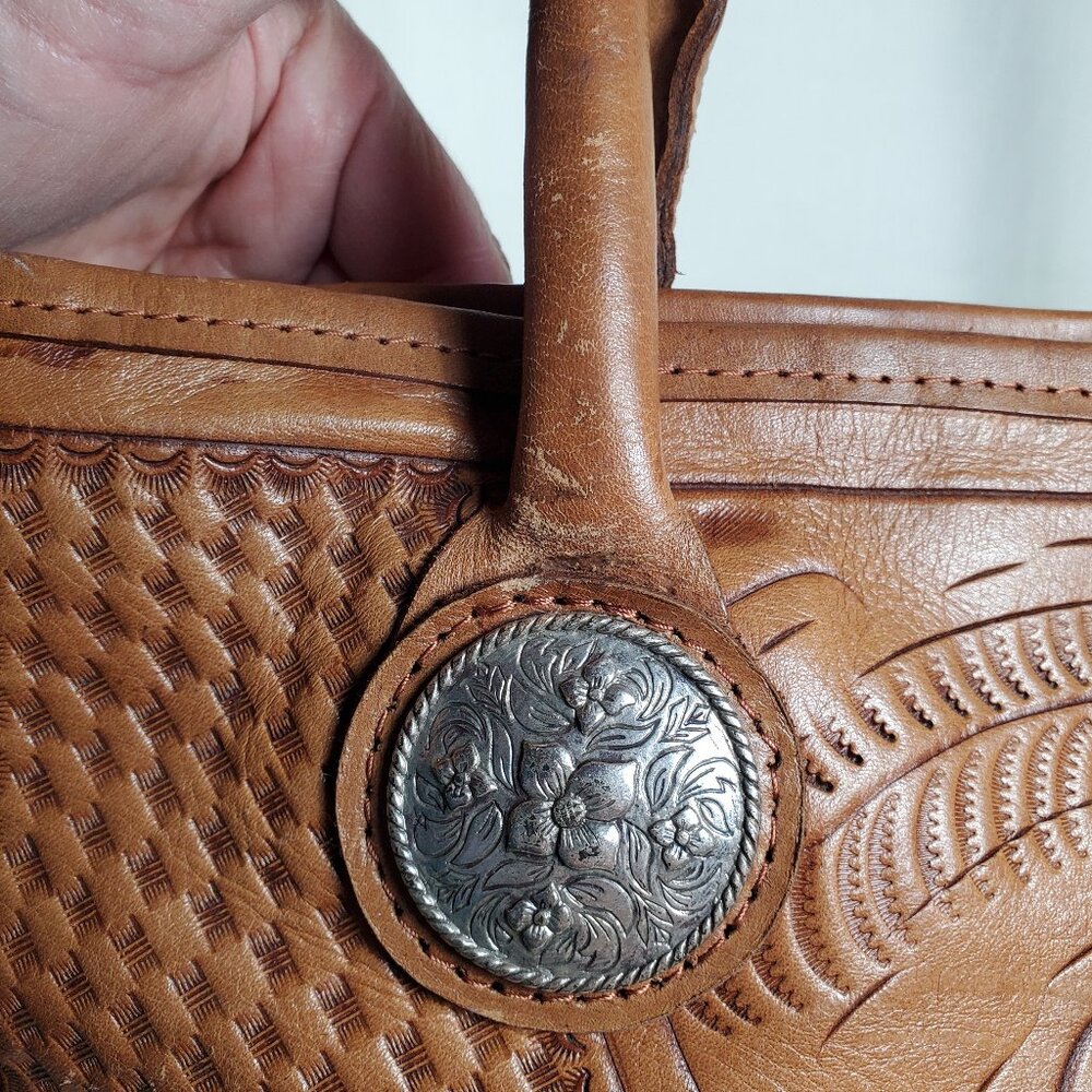 American West Tooled Leather Shoulder Bag - Picture 15 of 15